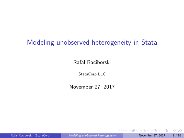 modeling unobserved heterogeneity in stata