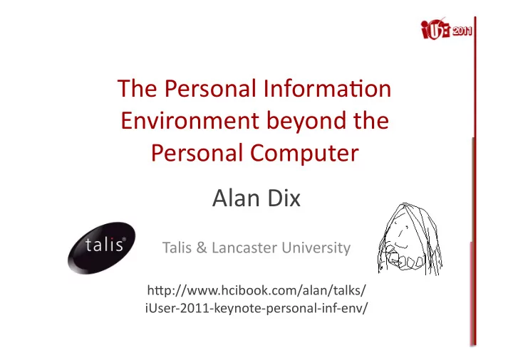 the personal informa on environment beyond the