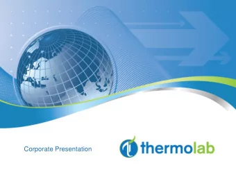 Corporate Presentation  Thermolab group  One stop Solutions for all your Stability requirements