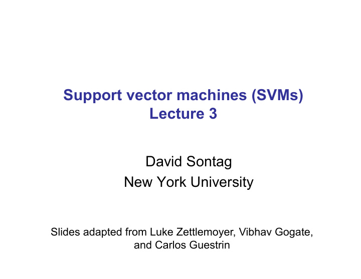 support vector machines svms lecture 3