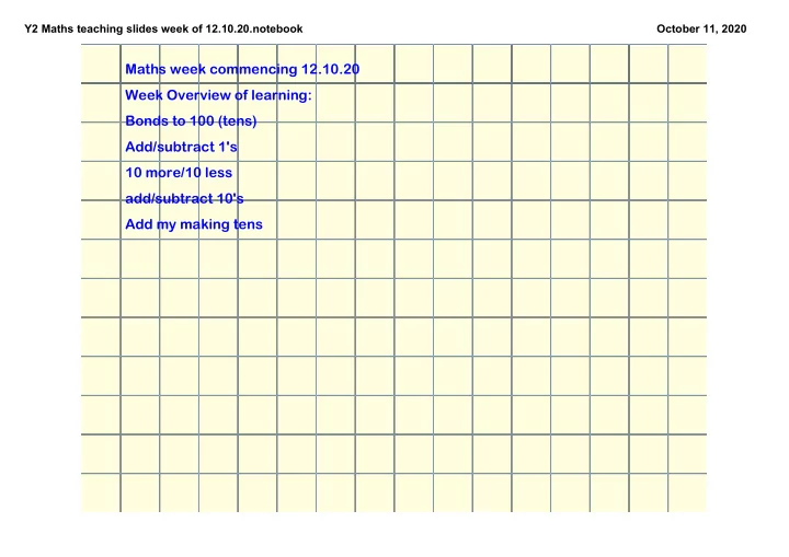 maths week commencing 12 10 20 week overview of learning