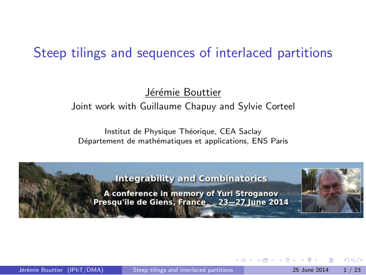 steep tilings and sequences of interlaced partitions