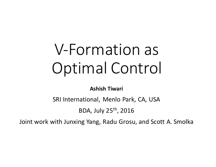 v formation as optimal control