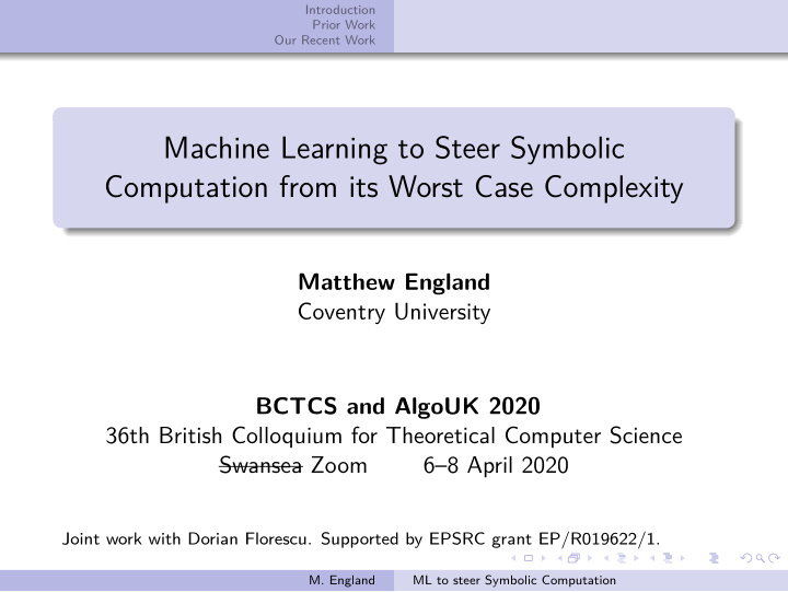 machine learning to steer symbolic computation from its