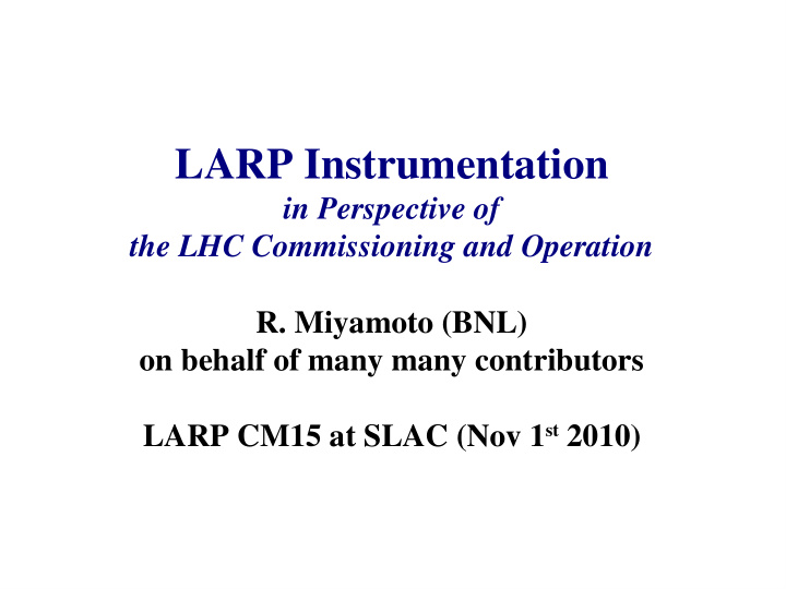 larp instrumentation