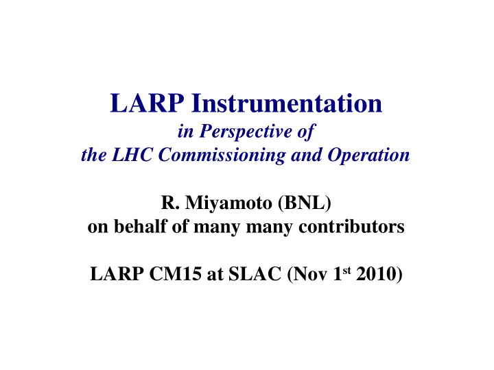 larp instrumentation