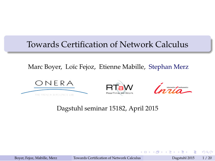 towards certification of network calculus