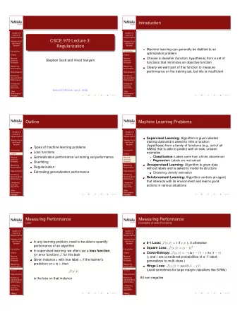 Introduction  CSCE 970  CSCE 970  Lecture 3:  Lecture 3:  Regularization  Regularization  CSCE 970
