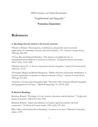 References  A. Readings directly related to the lecture material  *Benabou, Roland,