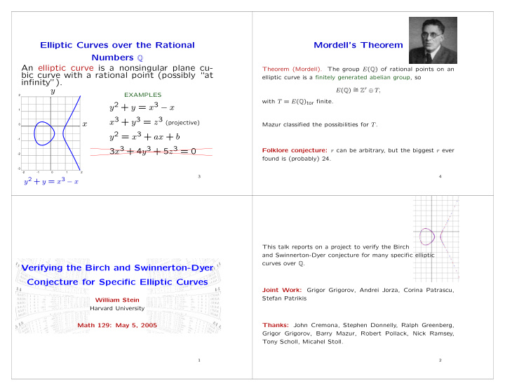 elliptic curves over the rational mordell s theorem