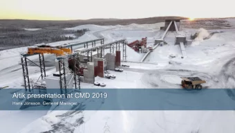 Aitik presentation at CMD 2019  Hans Jnsson, General Manager  Welcome to Aitik  Agenda March