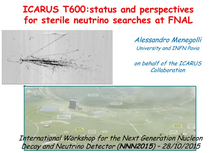 icarus t600 status and perspectives for sterile neutrino