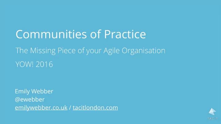 communities of practice