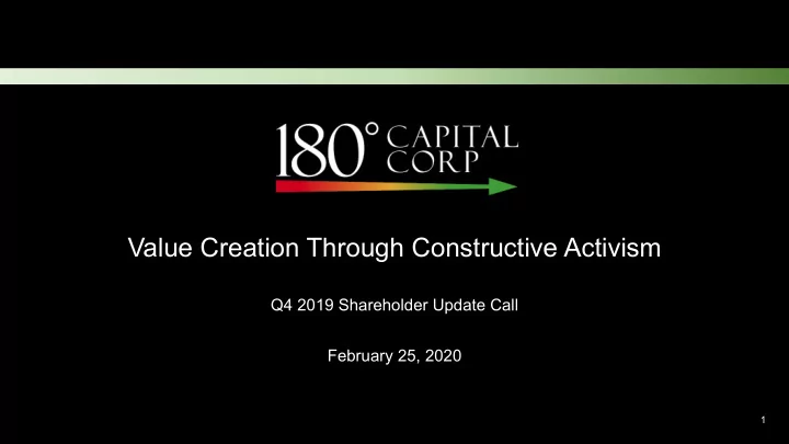 value creation through constructive activism