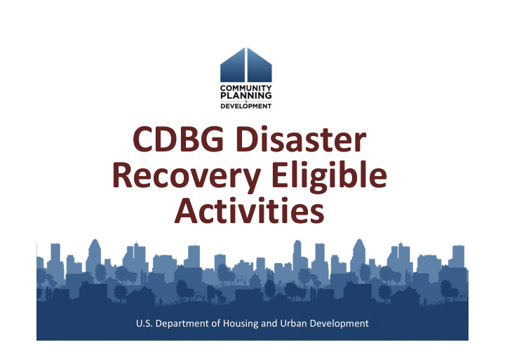cdbg disaster recovery eligible activities