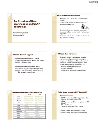 An Overview of Data  An Overview of Data  and facts.  Data is usually in different databases and