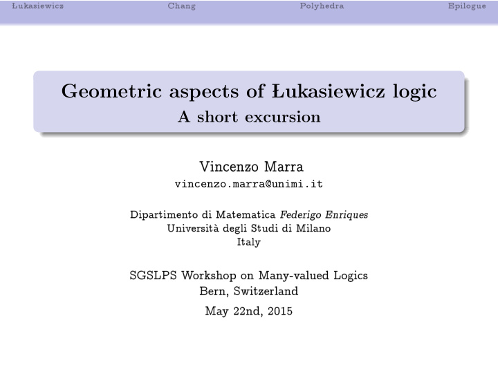 geometric aspects of lukasiewicz logic