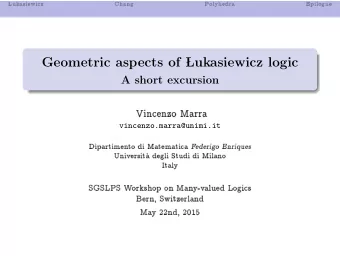 Geometric aspects of   Lukasiewicz logic  A short excursion