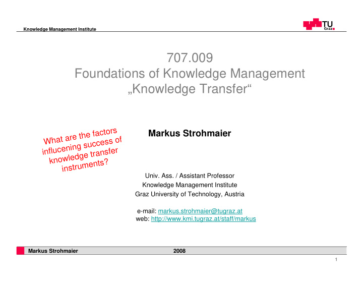 707 009 foundations of knowledge management knowledge