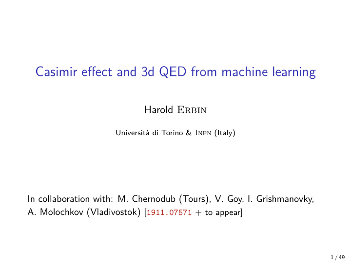 casimir effect and 3d qed from machine learning