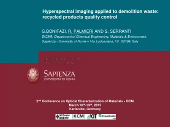 Hyperspectral imaging applied to demolition waste:  recycled products quality control G.BONIFAZI,
