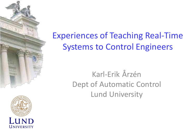 experiences of teaching real time systems to control