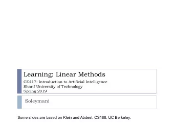Learning: Linear Methods  CE417: Introduction to Artificial Intelligence  Sharif University of