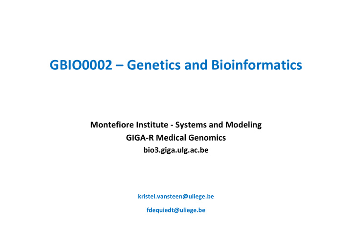 gbio0002 genetics and bioinformatics