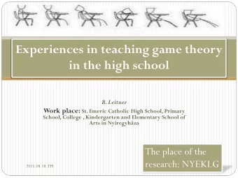 in the high school  B. Leitner Work place: St. Emeric Catholic High School, Primary  School,