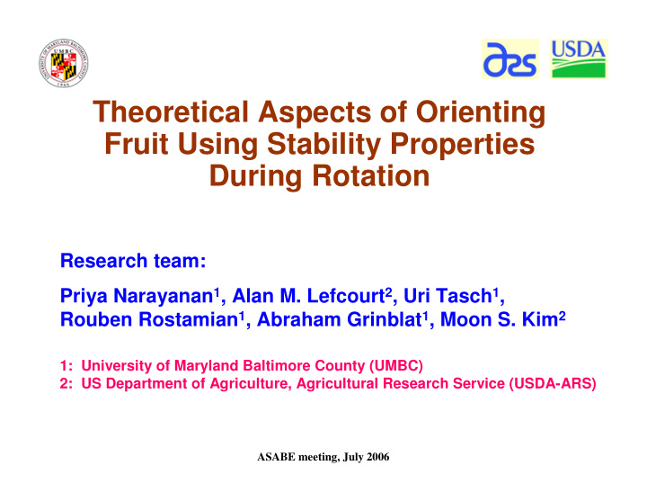 theoretical aspects of orienting fruit using stability