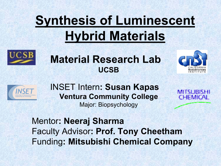 synthesis of luminescent hybrid materials