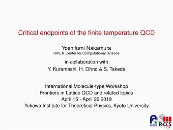 Critical endpoints of the finite temperature QCD  Yoshifumi Nakamura  RIKEN Center for