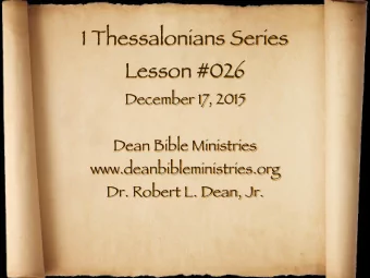 1 Thessalonians Series Lesson #026 December 17, 2015   Dean Bible Ministries