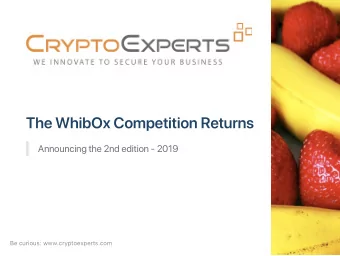 T he W hib O x C o m p e t i t i o n R e tur n s A nn ou ncing t he 2 nd edi t i o n  2019 B e c