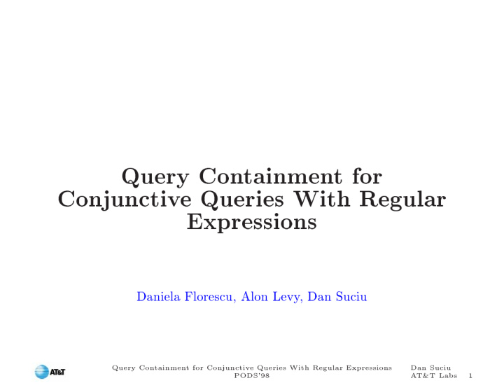 query con tainmen t for conjunctiv e queries with regular