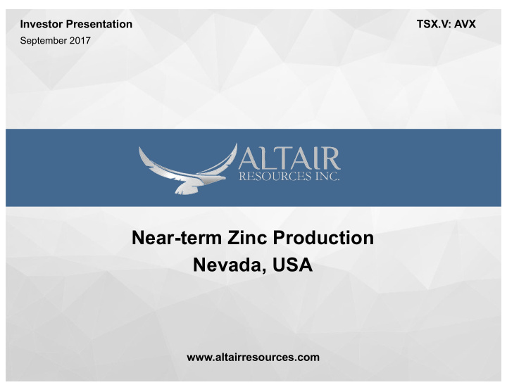 near term zinc production nevada usa