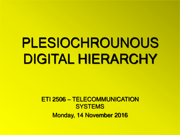 plesiochrounous digital hierarchy