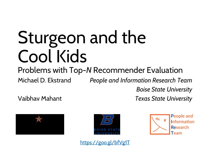 sturgeon and the cool kids