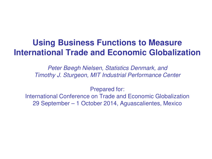 using business functions to measure international trade