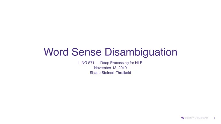 word sense disambiguation
