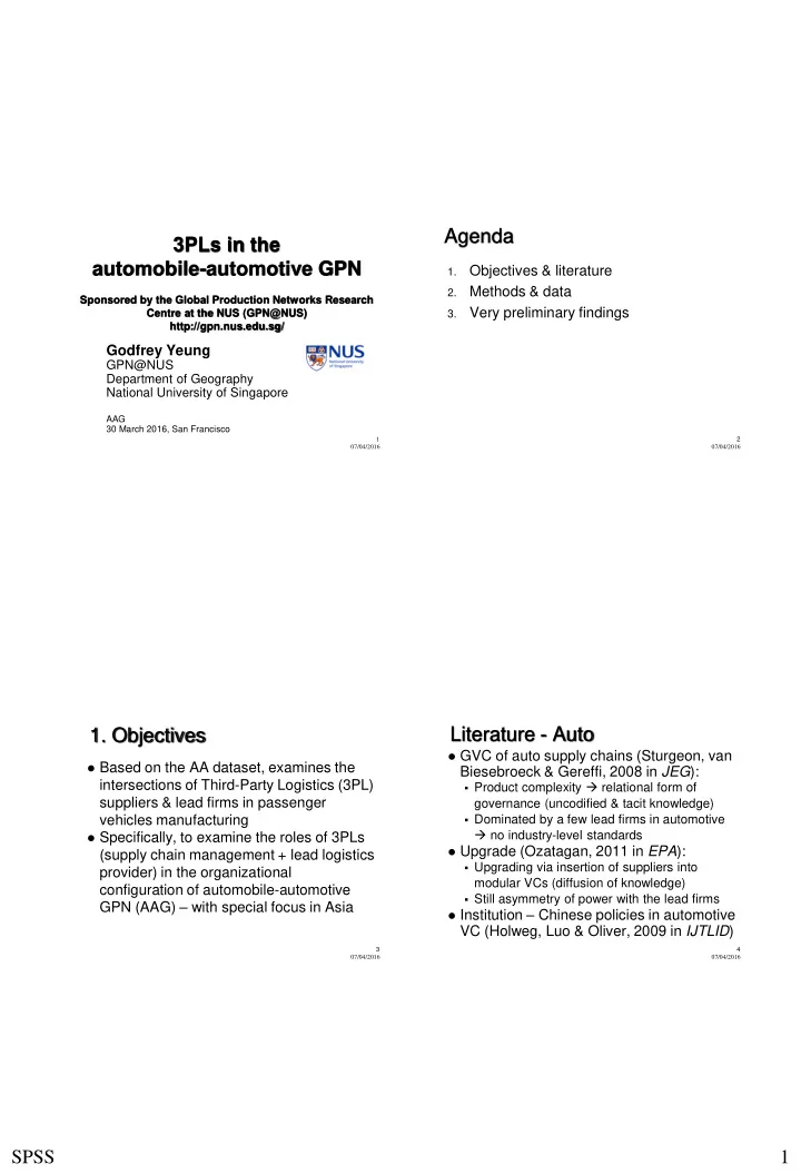 agenda 3pls in the automobile automotive gpn