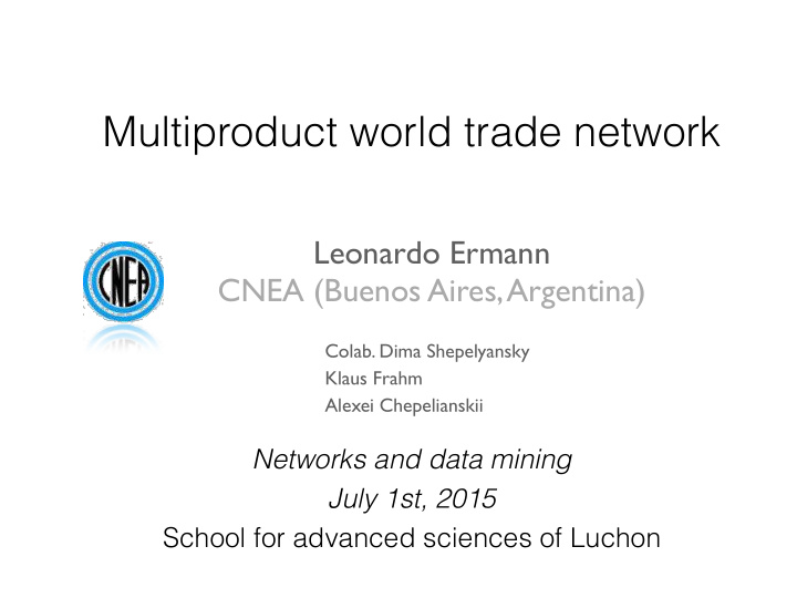 multiproduct world trade network
