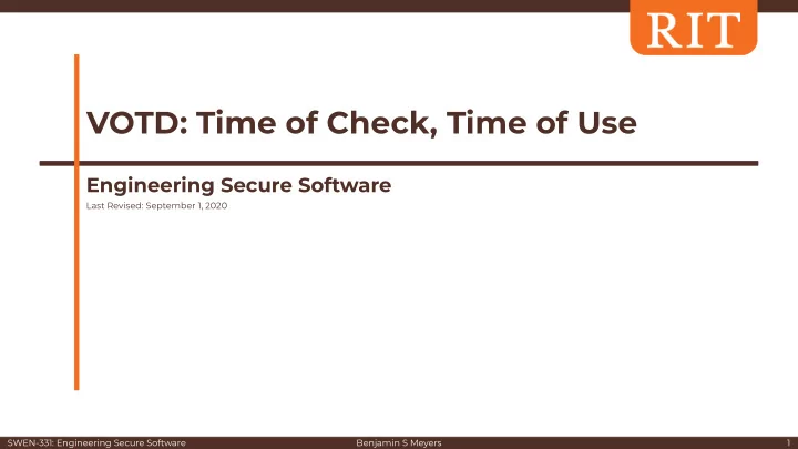 votd time of check time of use
