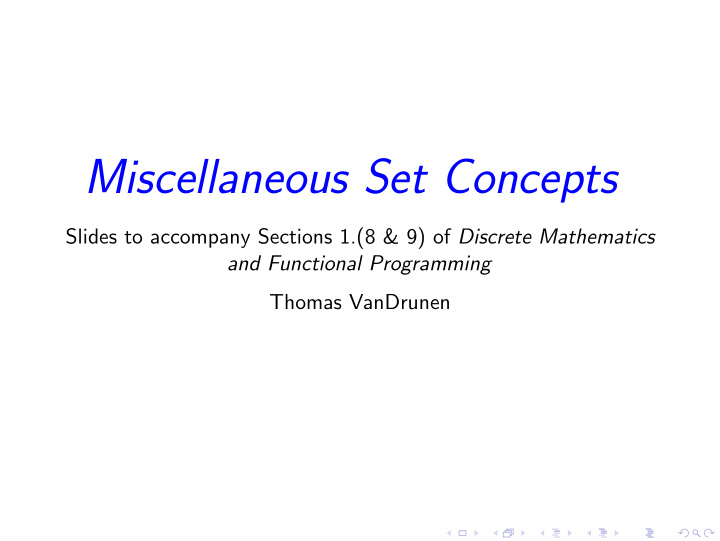 miscellaneous set concepts
