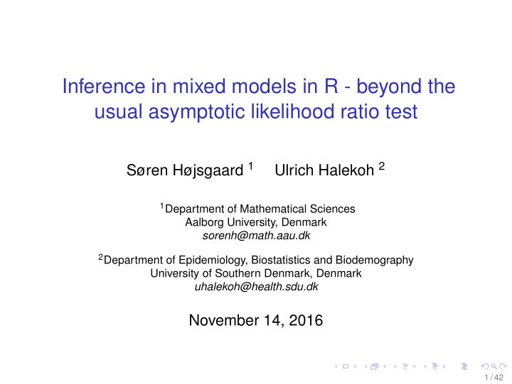 inference in mixed models in r beyond the usual