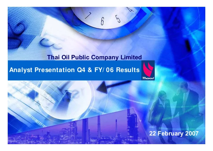 analyst presentation q4 fy 06 results