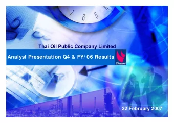 Analyst Presentation Q4 &amp; FY/ 06 Results  22 February 2007  Disclaimer  Disclaimer  The