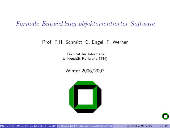 formale entwicklung objektorientierter software