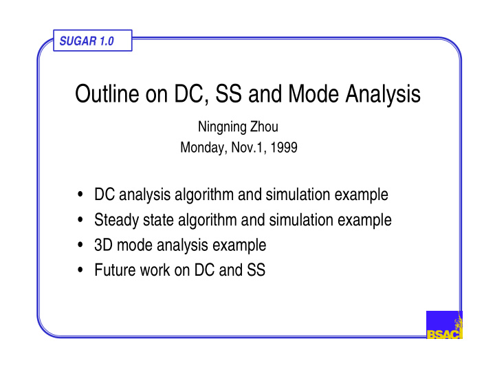 outline on dc ss and mode analysis