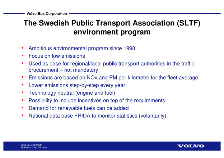the swedish public transport association sltf environment
